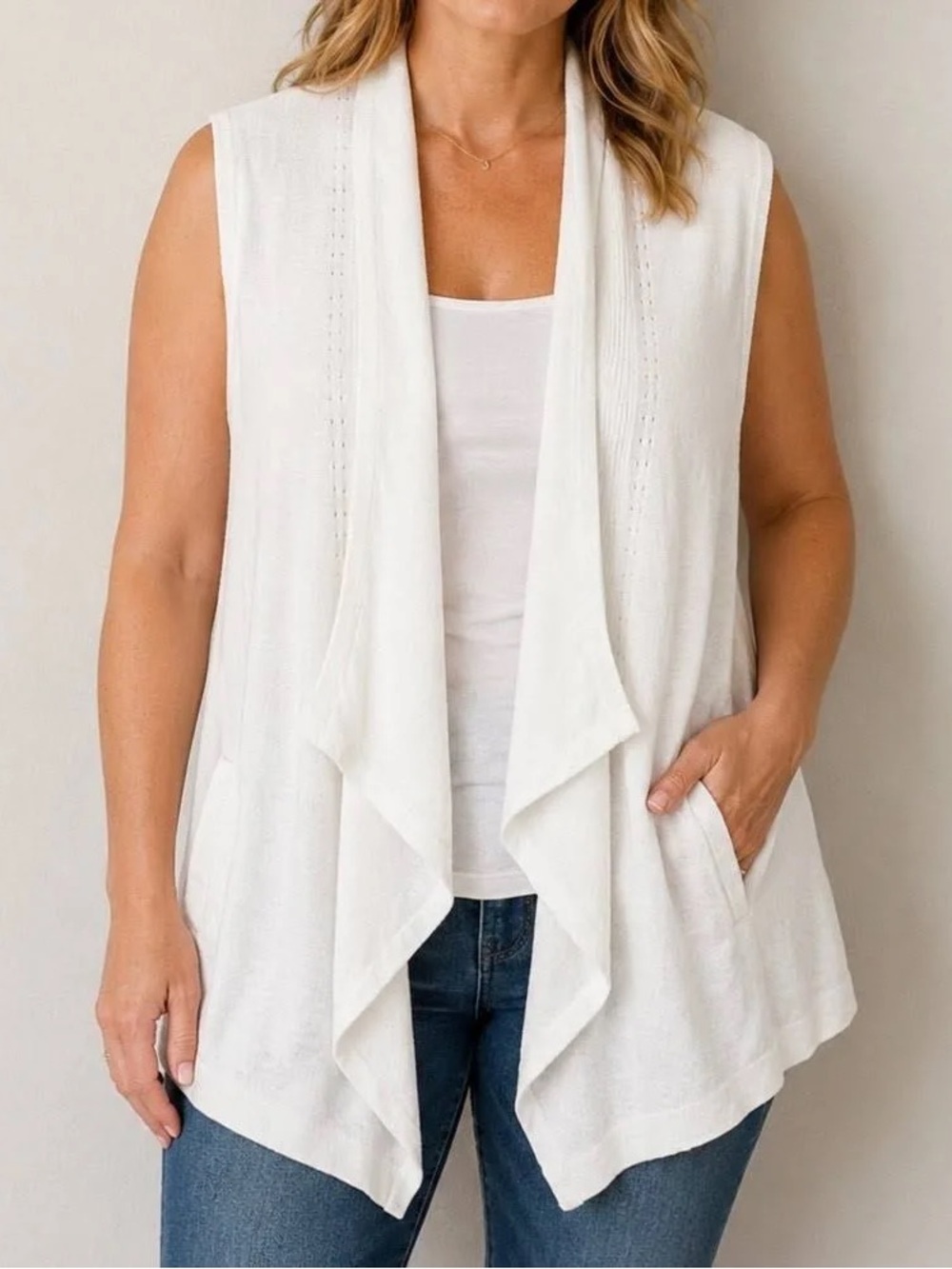 NWT Barefoot Dreams CozyChic Lite Shawl Pointelle Vest Cardigan 1X